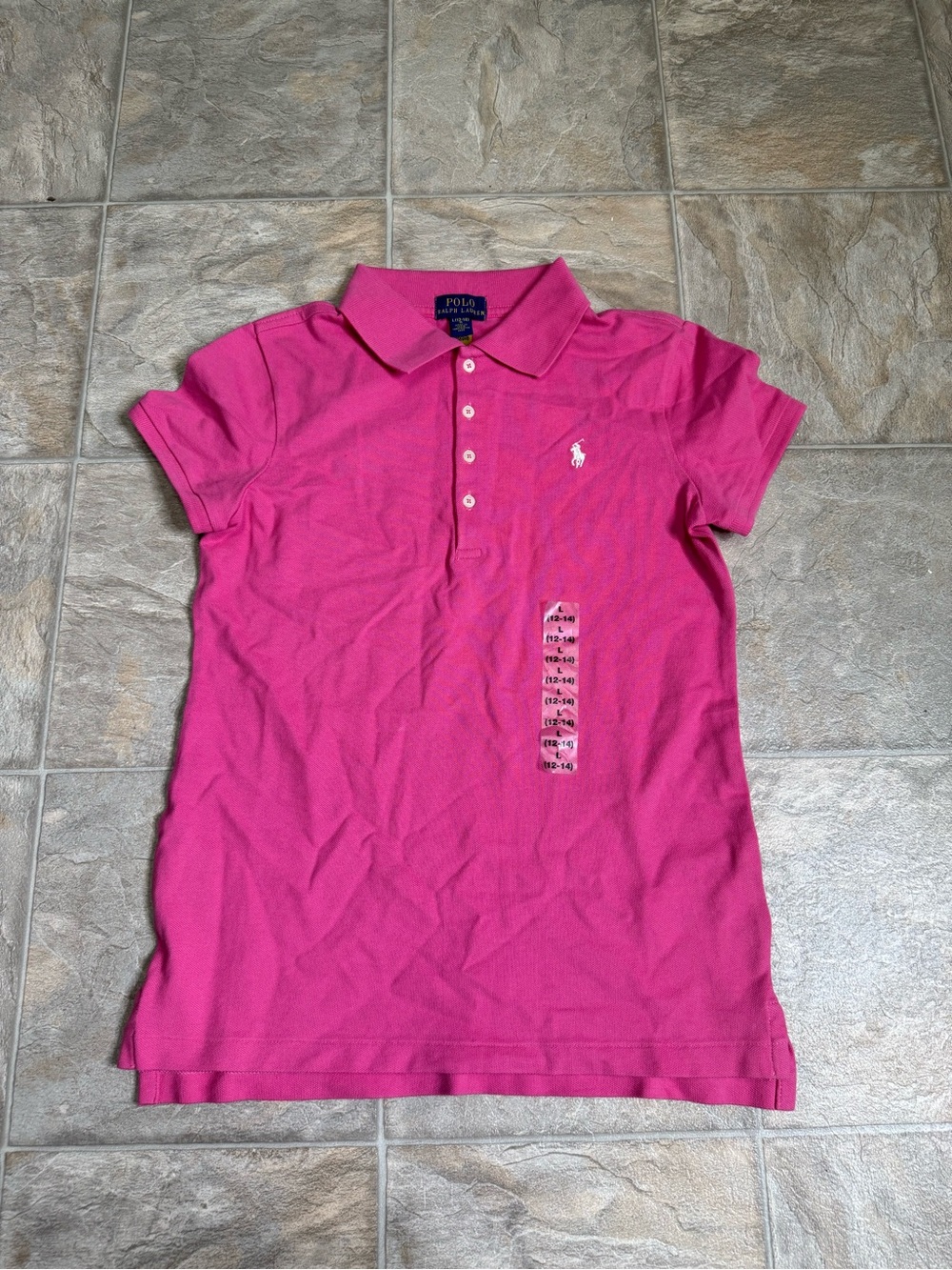 Ralph Lauren Polo Collared Preppy Shirt Girls Size Large Pink NWT